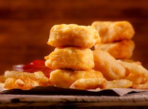 Chicken Nuggets with French Fries and BBQ Sauce Dip