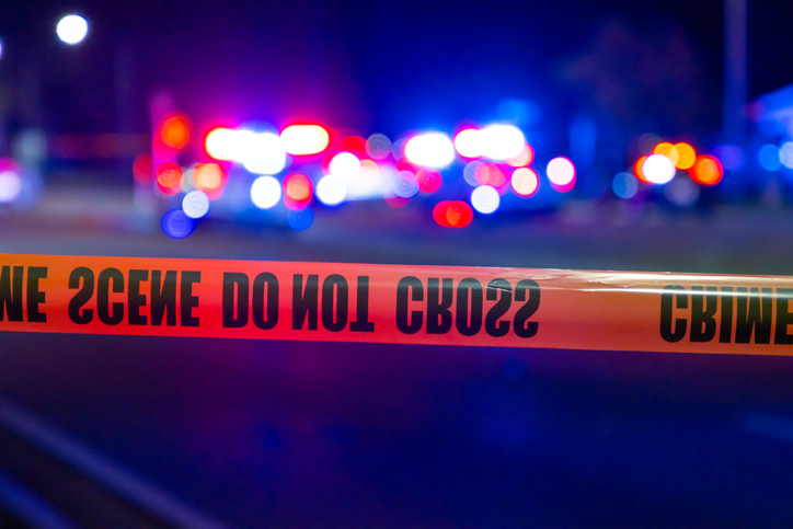 Police lights at crime scene